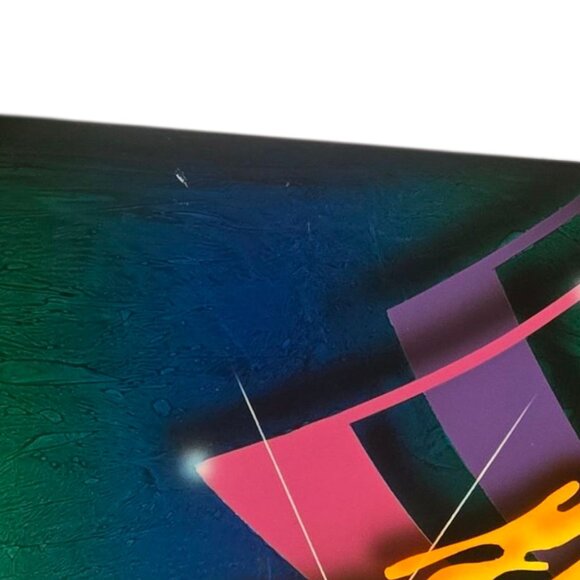 Modern Abstract Wall Art Metal 1990s Memphis Style 24 x 12 Green Blue Decor - Picture 13 of 16